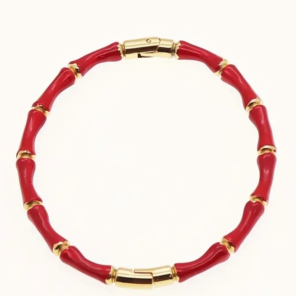 18k gold stainless steel bamboo bracelet - Picture 2 of 5